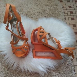 Bumper - Orange Platform Wedges - Size 7